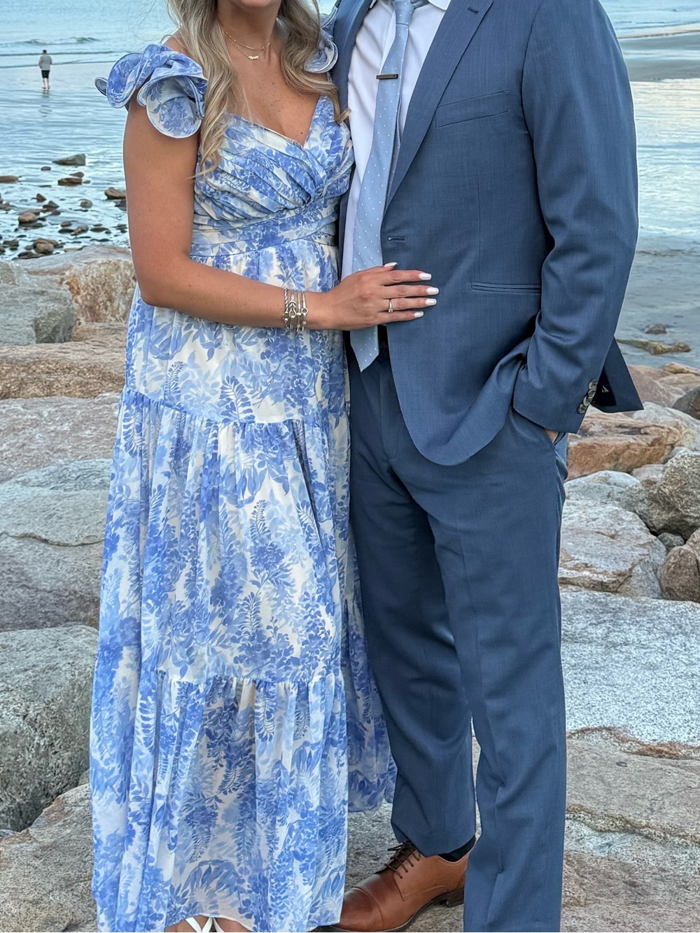 ASTR Blue and White Floral Maxi Dress